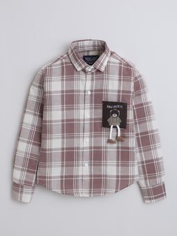 Polka Tots - Mauve Cotton Full Sleeve Checks Print Shirt