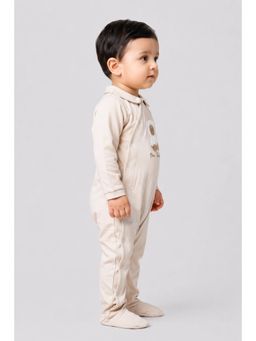 One Friday - Unisex Beige Cotton Full Sleeves Romper