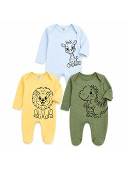 EIO - Baby Unisex Multi-Color Cotton Rompers (Pack Of 3)