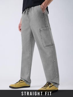 The Souled Store - Solid Grey Men Cargo Jeans