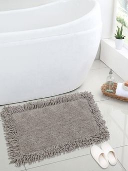 Saral Home - Cotton Shaggy Mat (Light Grey, 40 x 60 cm)