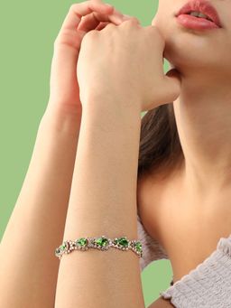 Sohi - Gold Plated Party Designer Stone Bracelet for Women