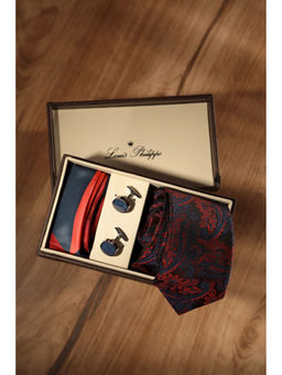 Louis Philippe - Men Multi Embroidered Tie Pocket Square and Cufflink