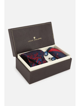 Louis Philippe - Men Multicolor Embroidered Tie Pocket Square and Cufflink