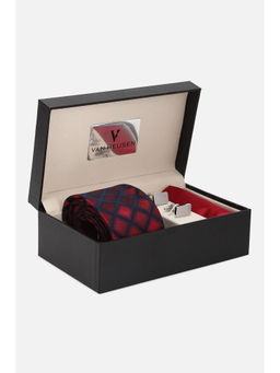 Van Heusen - Men Maroon Tie Pocket Square and Cufflink
