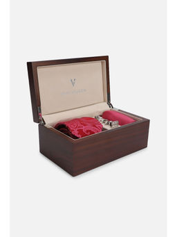Van Heusen - Men Red Tie Pocket Square and Cufflink