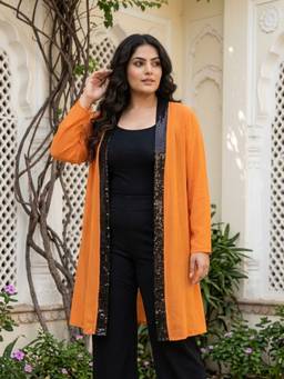 Qurvii - Orange Georgette Shrug