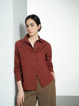 FABLE STREET - Pure Cotton Brown Shirt