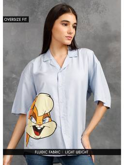PRONK - Lola Bunny Womens Fluidic Oversized Blue Shirt