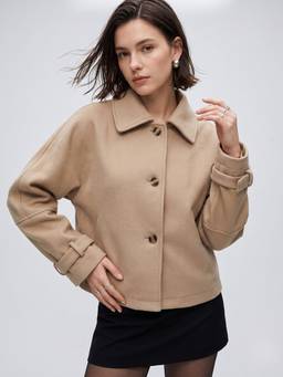 Outzidr - Beige Button Down Relaxed Jacket