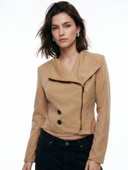 Outzidr - Beige Structured Jacket