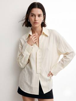 Outzidr - Yellow Textured Button Down Shirt
