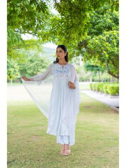 MINSH - Sky Blue Kurta With Pant And Dupatta (Set of 3)