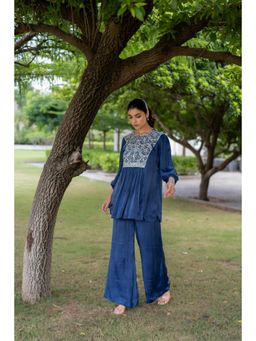 MINSH - Midnight Blue Kurti With Palazzo (Set of 2)