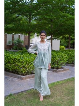 MINSH - Eucalyptus Green Kurti With Palazzo (Set of 2)