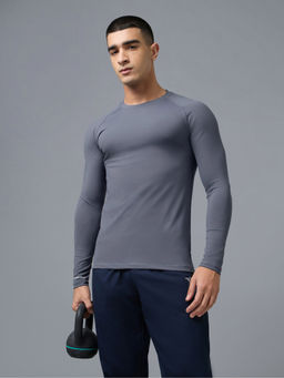 Technosport - Blue Men's Compression Full Sleeve Stretch Slim Fit Gym T-Shirt