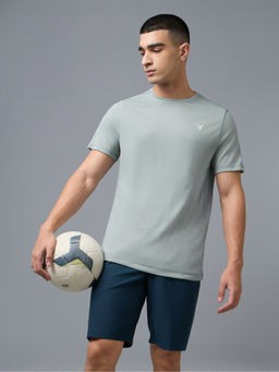 Technosport - Grey Men Solid Slim Fit Crew Neck Sports T-Shirt