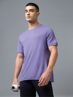 Technosport - Purple Men Solid Slim Fit Crew Neck Sports T-Shirt