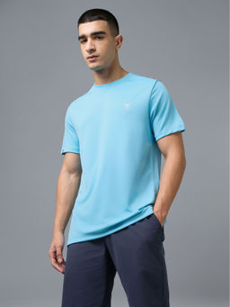 Technosport - Blue Men Solid Slim Fit Crew Neck Sports T-Shirt