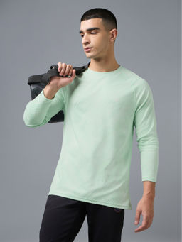 Technosport - Green Men Jacquard Slim Fit Crew Neck Sports T-Shirt