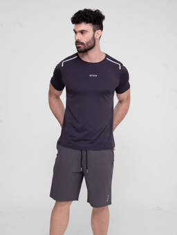 STRCH - Dark Grey Solid Regular Fit Sports Shorts