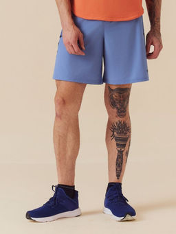 STRCH - Blue Mens Solid Regular Fit Sports Shorts