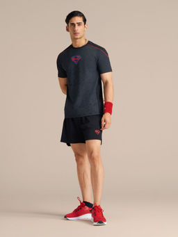 STRCH - Black Superman Regular Fit Sports Shorts