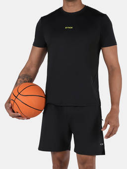 STRCH - Black Solid Mens Regular Fit Sports Shorts
