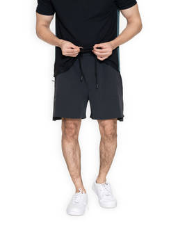 STRCH - Black Solid Regular Fit Mens Sports Shorts