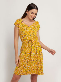 Zink London - Womens Mustard Solid Dress