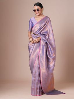 Akhilam - Lavender Women's Silk Blend Woven Saree with Unstitched Blouse