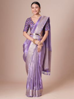 Akhilam - Lavender Women's Tissue Woven Saree with Unstitched Blouse