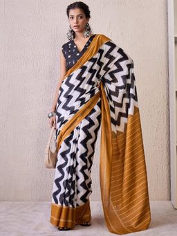 Akhilam - Multi-Color Women's Cotton Blend Printed Saree with Unstitched Blouse