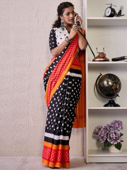 Akhilam - Multi-Color Women's Cotton Blend Printed Saree with Unstitched Blouse