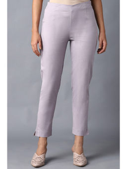W - Purple Solid Slim Pants