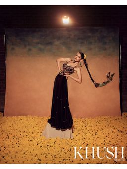 REETI ARNEJA - Maroon Ranges Corset Blouse with Skirt and Dupatta (Set of 3)