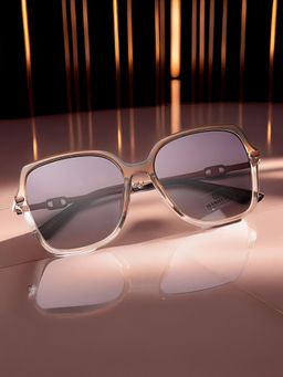 HASHTAG EYEWEAR - Purple UV Protection Rectangle Full Rim Casual Women Sunglass - 8224-Pink (56)