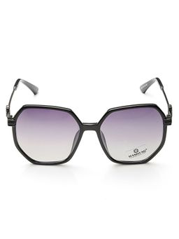 HASHTAG EYEWEAR - Blue UV Protection Hexagonal Full Rim Casual Women Sunglass - 8236-Black (56)