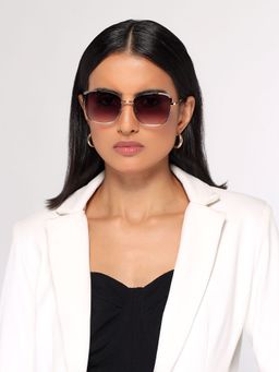 HASHTAG EYEWEAR - Purple UV Protection Square Full Rim Casual Women Sunglass - B80-682-Purple (48)