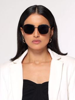 HASHTAG EYEWEAR - Black UV Protection Square Half Rim Casual Women Sunglass - B80-684-black (47)