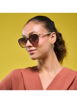HASHTAG EYEWEAR - Brown UV Protection Square Half Rim Casual Women Sunglass - B80-684-brown (47)