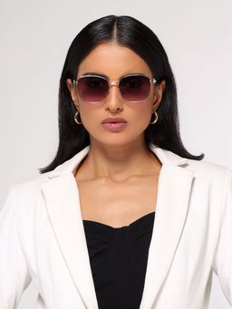 HASHTAG EYEWEAR - Purple UV Protection Square Half Rim Casual Women Sunglass - B80-684-purple (47)