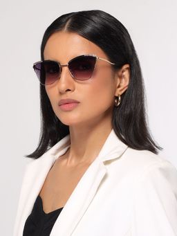 HASHTAG EYEWEAR - Purple UV Protection Cat Eye Full Rim Casual Women Sunglass - B80-690-purple (46)