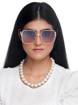 HASHTAG EYEWEAR - Purple UV Protection Square Full Rim Casual Women Sunglass - D6294-C3 (58)