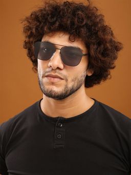 HASHTAG EYEWEAR - Grey UV Protection Square Full Rim Casual Sunglass - EVAI HL7058-M01 (40)