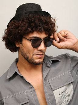 HASHTAG EYEWEAR - Black UV Protection Square Full Rim Casual Sunglass - EVAI HL7058-M02 (40)