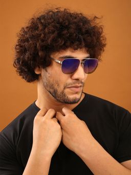 HASHTAG EYEWEAR - Blue UV Protection Square Full Rim Casual Sunglass - EVAI HL7058-M03 (40)