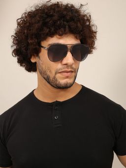 HASHTAG EYEWEAR - Black UV Protection Aviator Full Rim Casual Sunglass - EVAI HL7315-M01 (48)