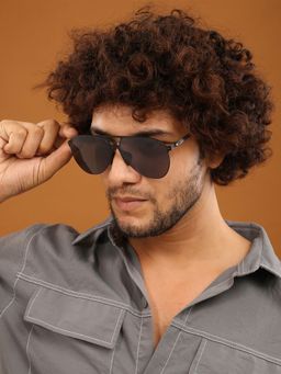 HASHTAG EYEWEAR - Grey UV Protection Aviator Full Rim Casual Sunglass - EVAI HL7315-M02 (48)