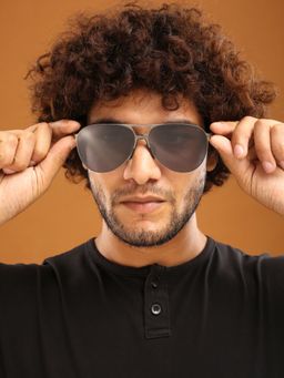 HASHTAG EYEWEAR - Grey UV Protection Aviator Full Rim Casual Sunglass - EVAI HL7315-M03 (48)